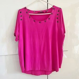 Cyrus Women Pink Scoop Neck Top Size XL